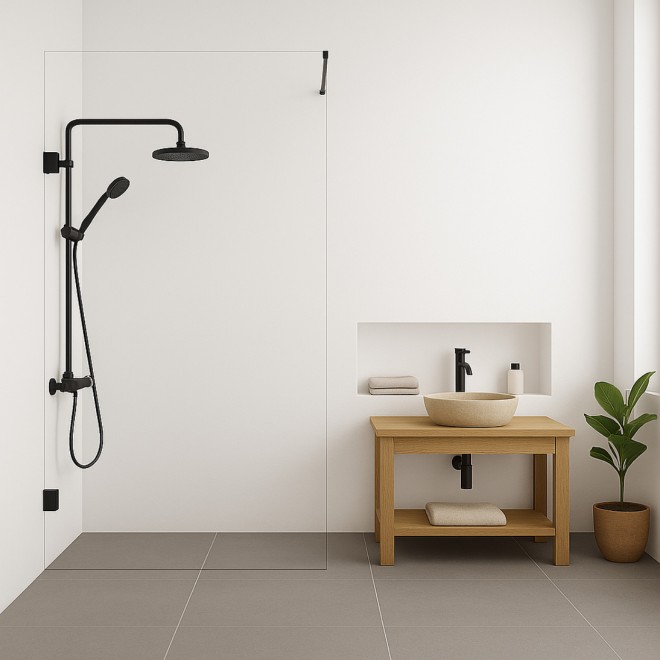 Wiesbaden Less Inloopdouche 8mm Nano Helder Glas / Gun Metal